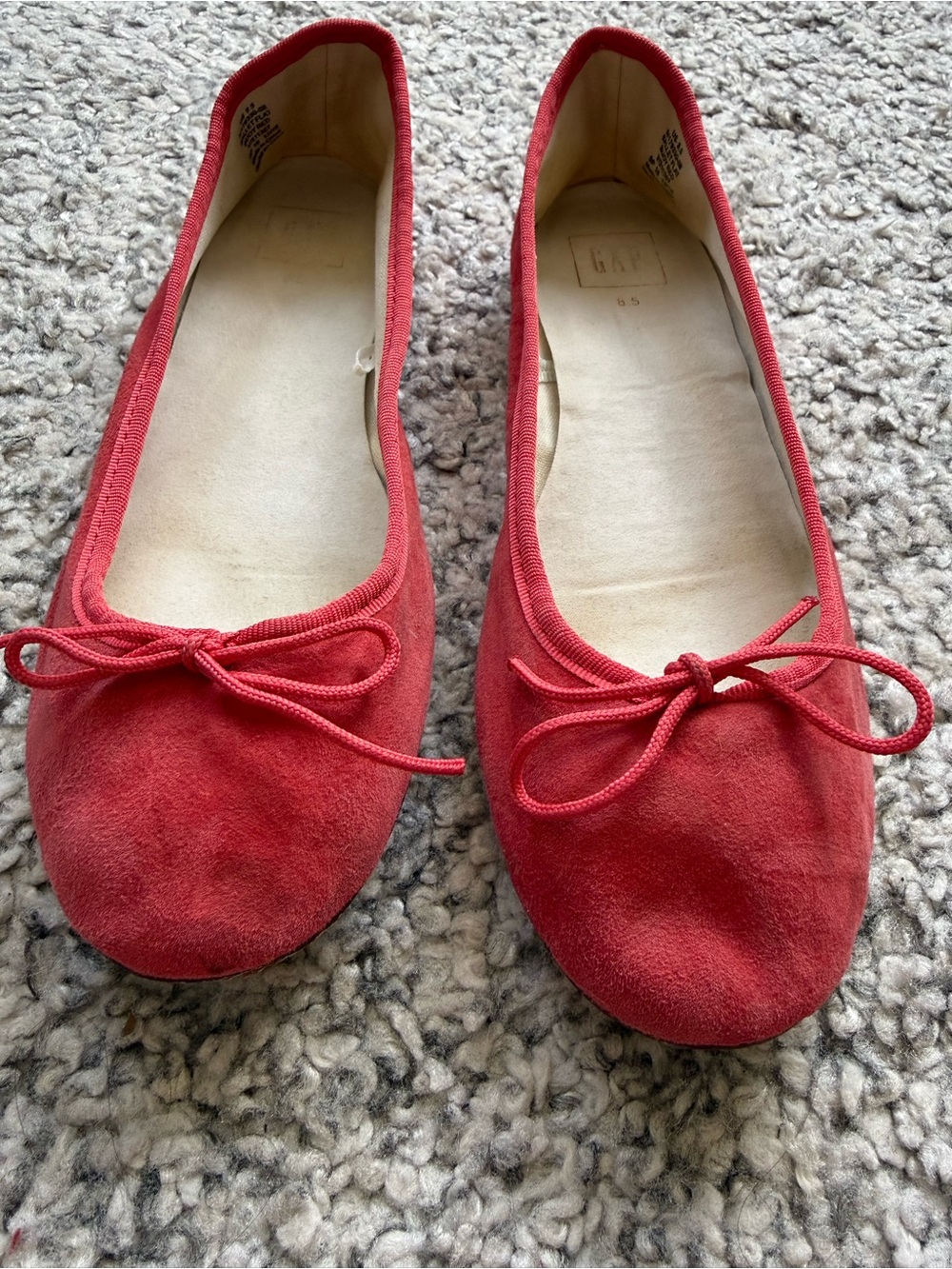 GAP coral pink Suede Bow Ballet Flats size 8.5
